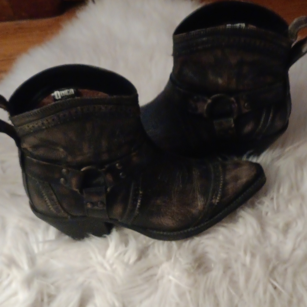 Black Leather Ankle Boots - Picture 2 of 4